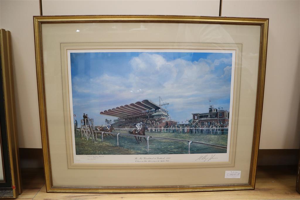 M. Rhys Jenkins, limited edition print, The New Grandstand at Goodwood 1980, signed, 33 x 47cm